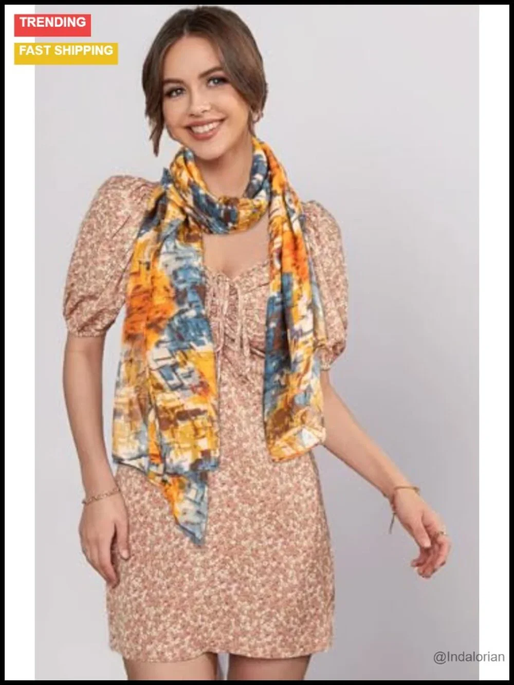 Lightweight Cotton Floral Print Shawl Wrap Scarf for Women